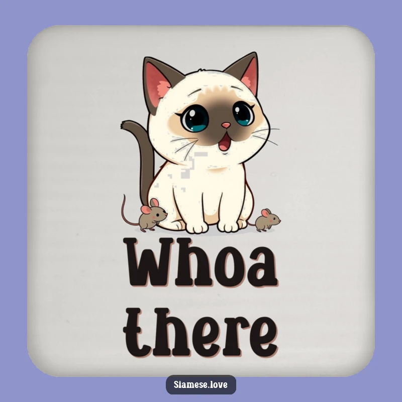 Funny Kawaii Siamese Cat Coaster: Shocked Pet Protector for Tables