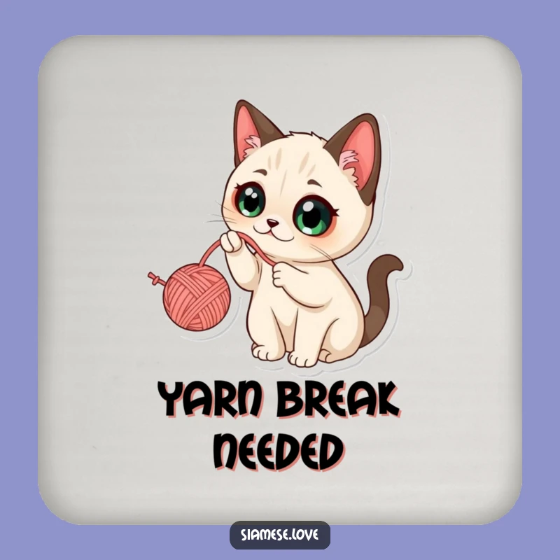 Funny Kawaii Siamese Cat Yarn Coaster Set: Protect Surfaces, Hilarious Funny Gift