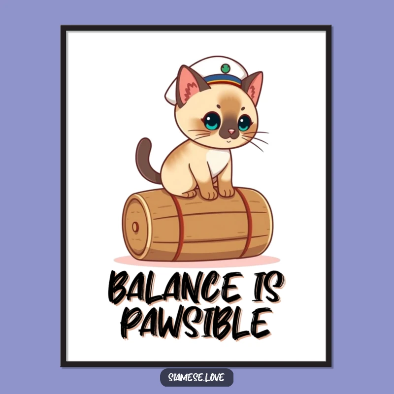 Funny Kawaii Cat Poster: Sailor Sailor Cat, Perfect Nautical Gift