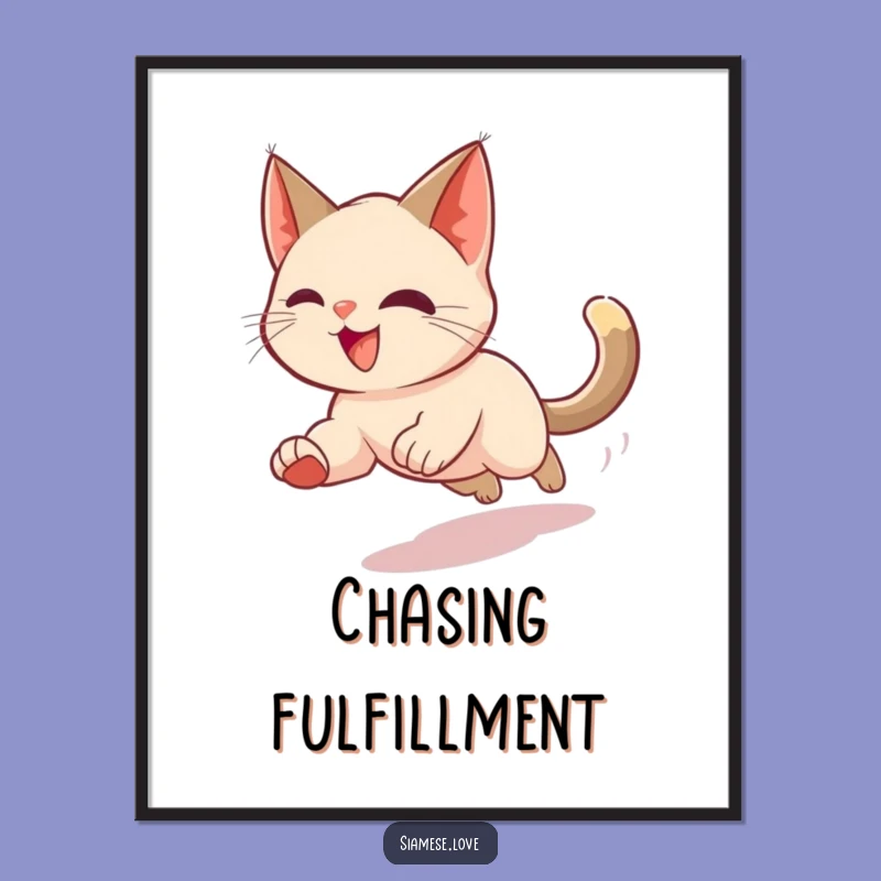 Funny Siamese Cat Poster: Tail Chasing Blur Art - A Hilarious Gift!