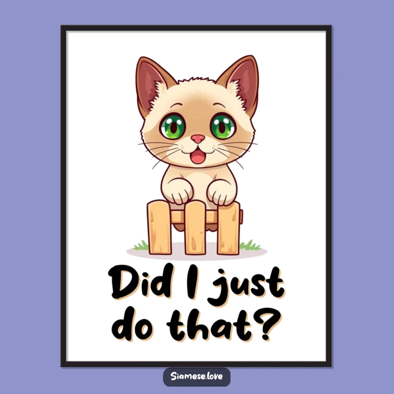 Funny Siamese Cat Jumping Poster - Whimsical Wall Art for Cat Lovers