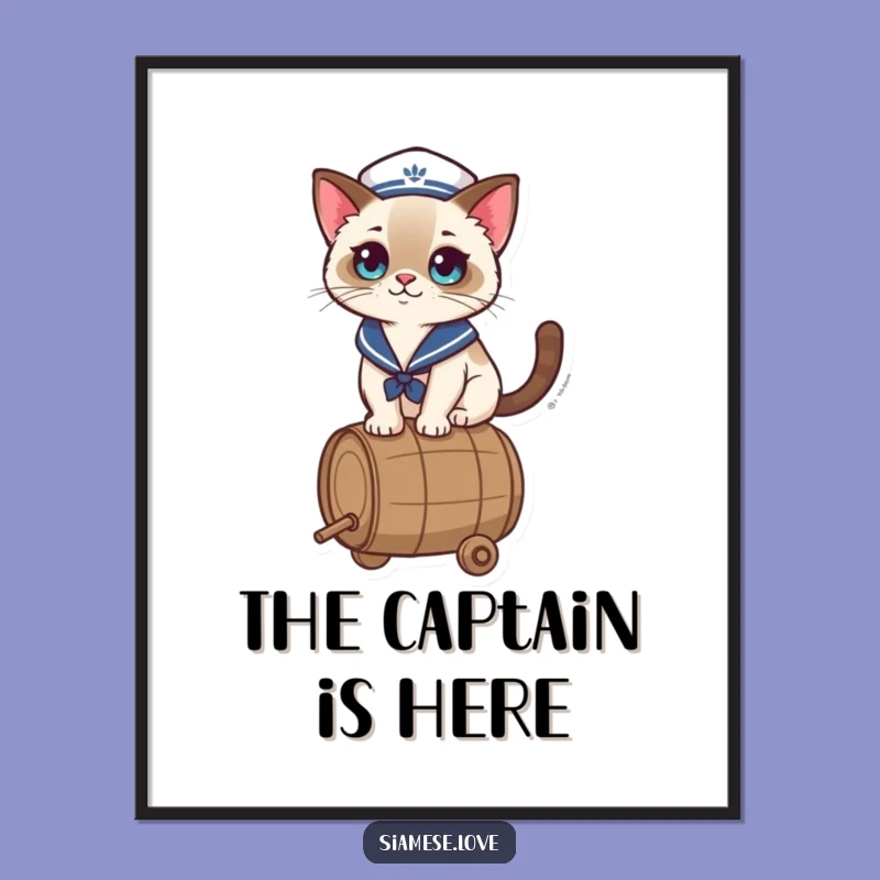 Funny Kawaii Cat Poster: Sailor Balance Art for Your Wall