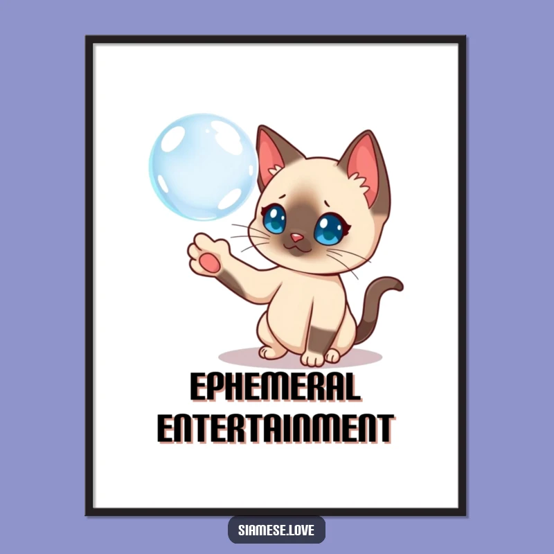 Funny Siamese Cat Bubble Art Print - Delightful Decor & Playful Gift!