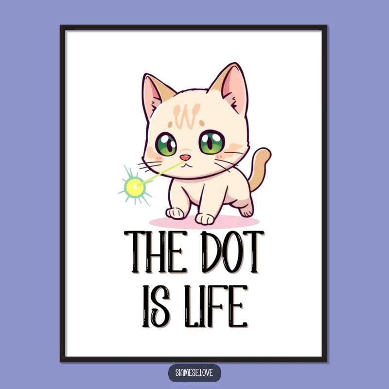 Funny Siamese Cat Laser Dot Poster: Startled Eyes Wall Art for Humorous Homes