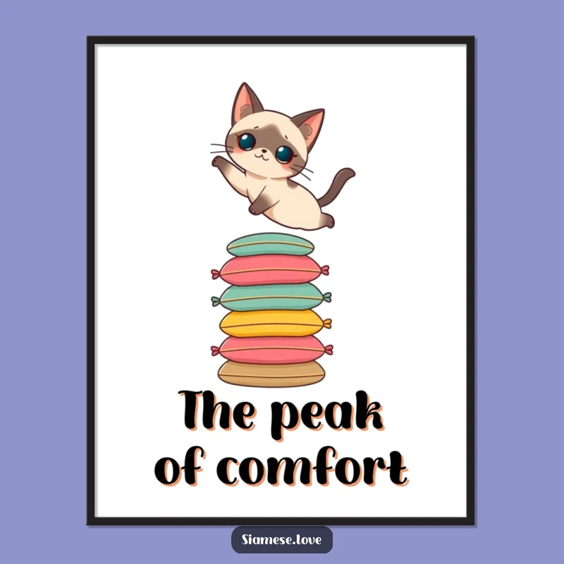 Funny Siamese Cat Poster: Elegant Art for Playful Spaces