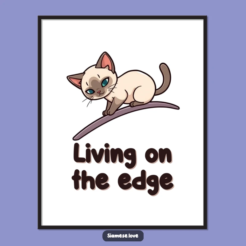 Funny Siamese Cat Balance Poster: Elegant Art for Cat Lovers