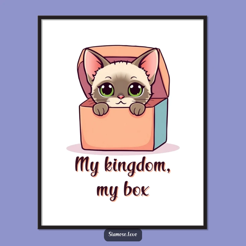 Funny Siamese Cat Box Poster: Curious Art for Cat Enthusiasts