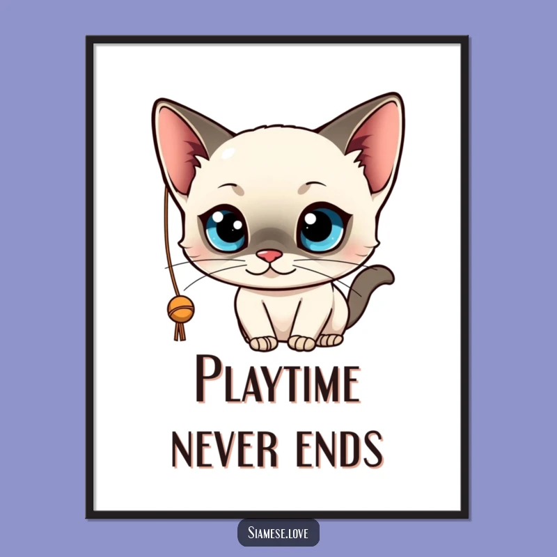 Funny Siamese Cat Poster: Kawaii Art for Playful Spaces