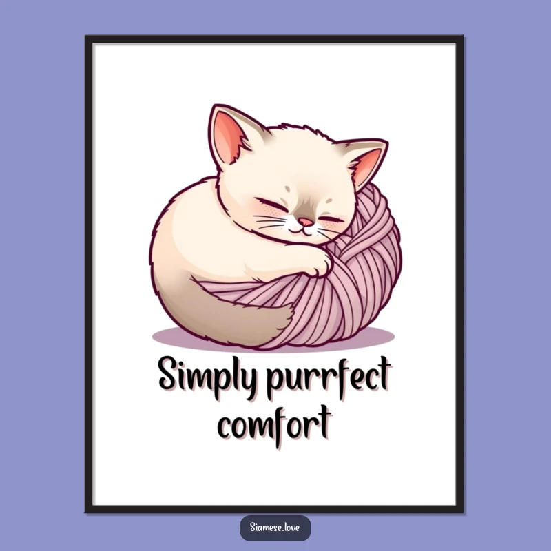 Funny Siamese Cat Poster - Cozy Yarn Art for Home Decor