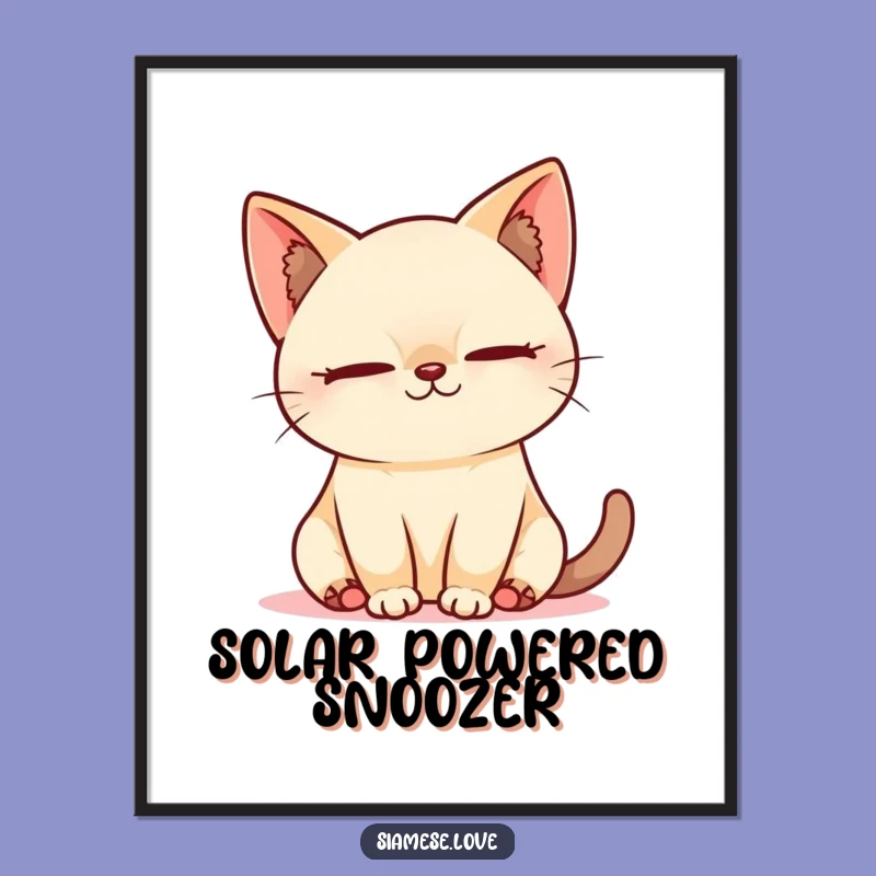 Funny Kawaii Siamese Cat Sunbeam Poster - Charming Wall Art for Relaxed Vibes