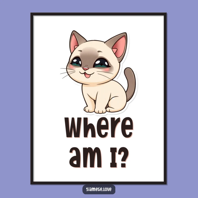 Funny Siamese Cat Tail Poster: Whimsical Wall Art for a Playful Home