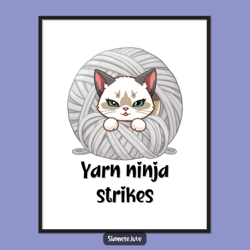 Funny Siamese Cat Poster: Mischievous Art for Playful Spaces