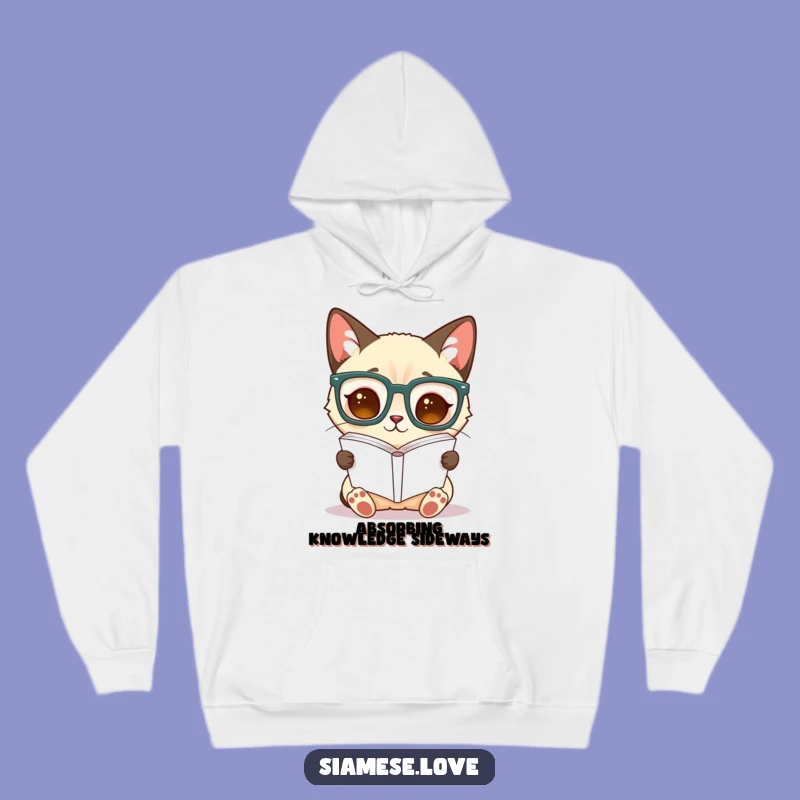 Funny Siamese Cat Hoodie - Cozy Glasses Reader for Book Lovers