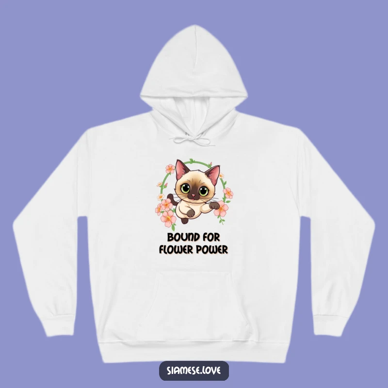 Cozy Funny Siamese Cat Flower Hoodie - Elegant Leap Comfort Gift