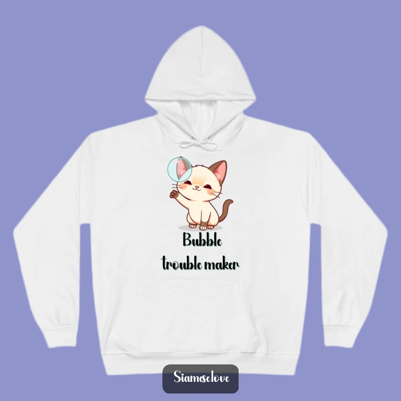 Cozy Funny Kawaii Siamese Cat Bubble Hoodie - Playful & Whimsical Gift