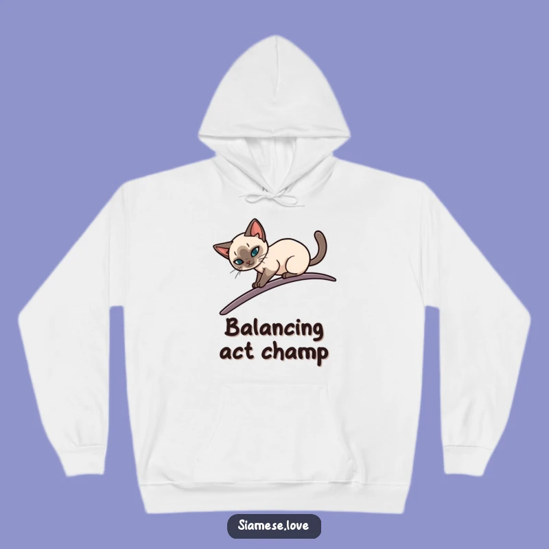Cozy Funny Siamese Cat Balance Hoodie: Warmth Meets Graceful Humor