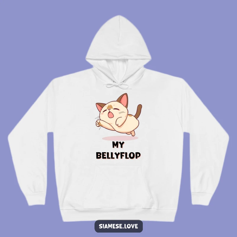 Funny Kawaii Siamese Cat Dive Hoodie: Cozy Clumsiness for Chilly Days