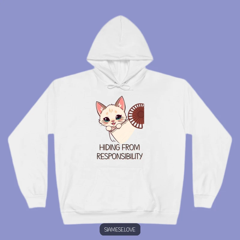 Funny Siamese Cat Fan Hideout Hoodie - Cozy Mischievous Feline Gift!
