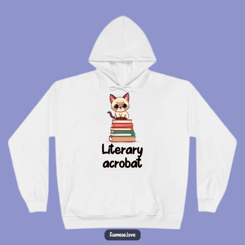 Cozy Funny Kawaii Siamese Cat Books Hoodie: Warmth for the Wise