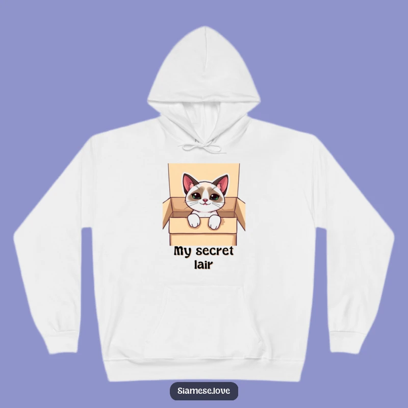Cozy Funny Kawaii Siamese Cat Box Hoodie - Playful Mischief Gift