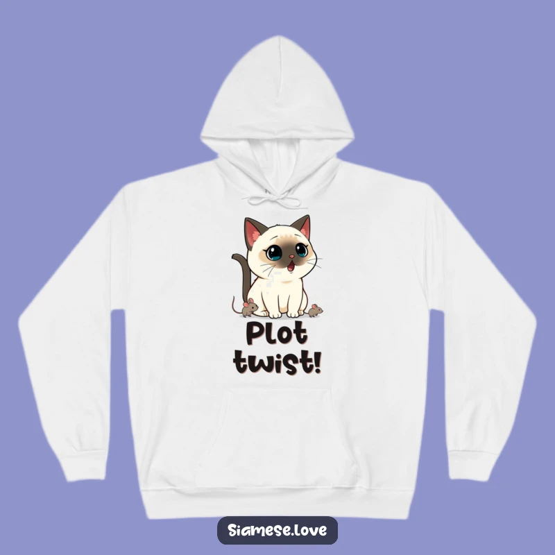 Funny Kawaii Siamese Cat Hoodie: Cozy Shocked Pet Wear for Cat Fans