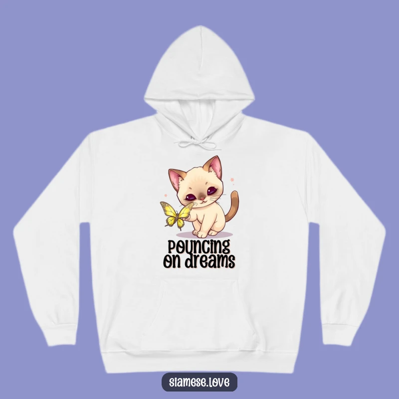 Cozy Funny Kawaii Siamese Cat Butterfly Hoodie: Warm and Whimsical Funny Gift
