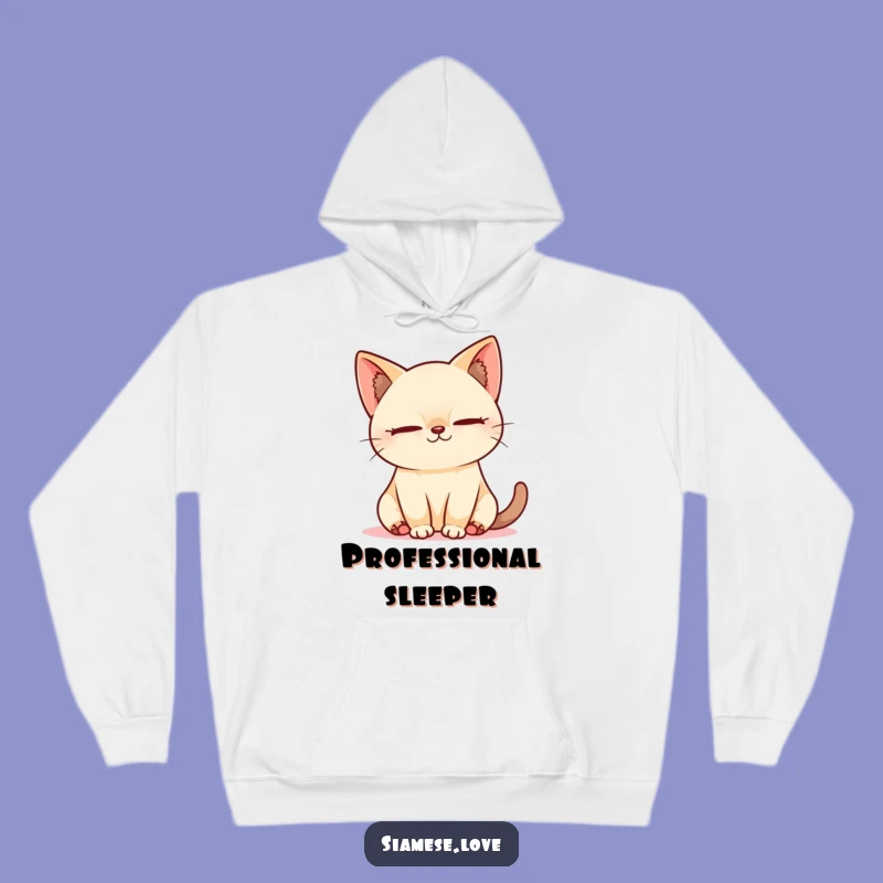Funny Kawaii Siamese Cat Hoodie - Cozy and Hilarious Nap Lover's Sweatshirt