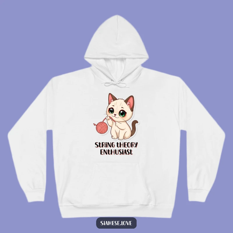 Cozy Funny Kawaii Siamese Cat Yarn Hoodie: Warm and Whimsical Funny Gift