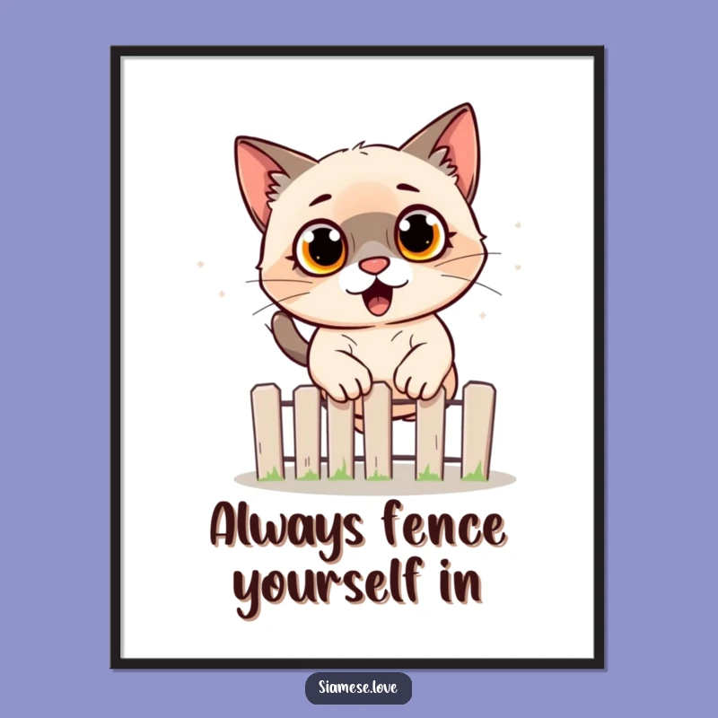 Free Printable Wall Art: Surprised Siamese Cat Jumping - Funny Downloadable Decor!