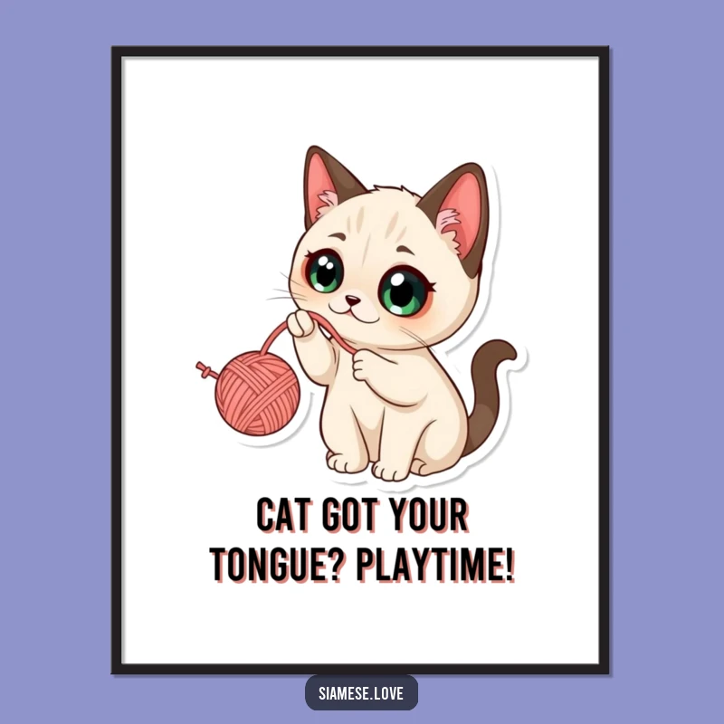 Free Printable Wall Art: Cat Yarn Ball Fun, Hilarious Downloadable Decor