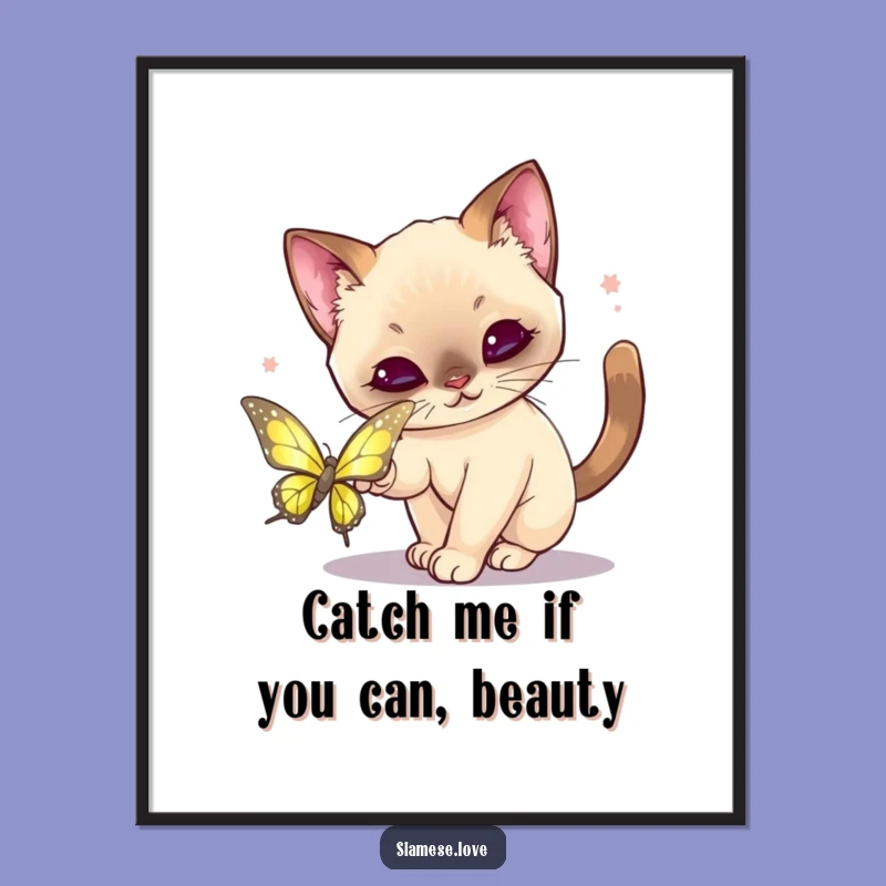 Free Printable Wall Art: Cat Butterfly Pounce, Hilarious Downloadable Decor