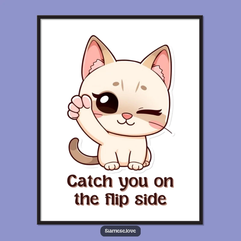 Free Printable Wall Art: Winking Siamese Cat Charm, Funny Downloadable Decor Gift!