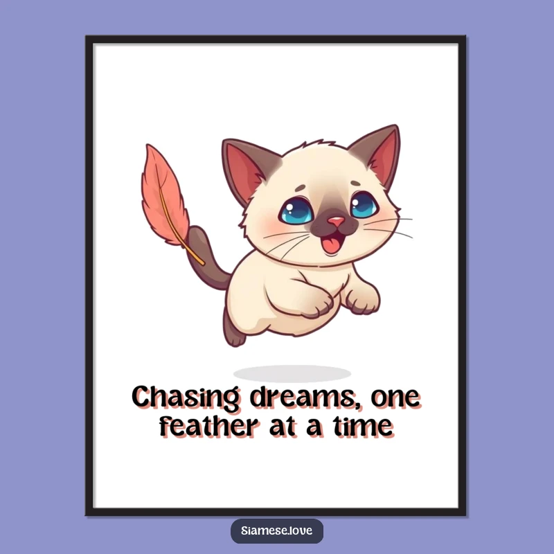 Free Printable Funny Siamese Cat Wall Art - Kawaii Kitty Playful Decor Downloadable