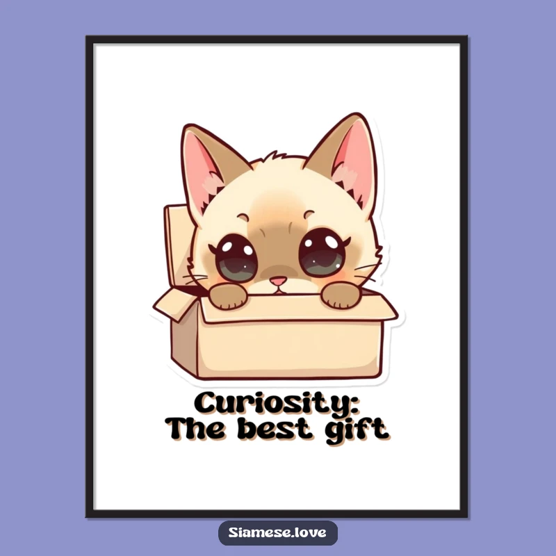 Funny Free Printable Wall Art: Curious Siamese Cat Box - Whimsical Downloadable Decor!