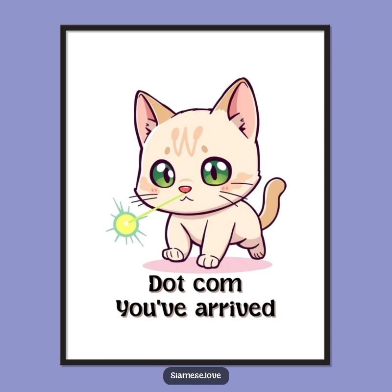 Funny Free Printable Wall Art: Siamese Cat Laser Dot Chase - Hilarious Downloadable Decor!