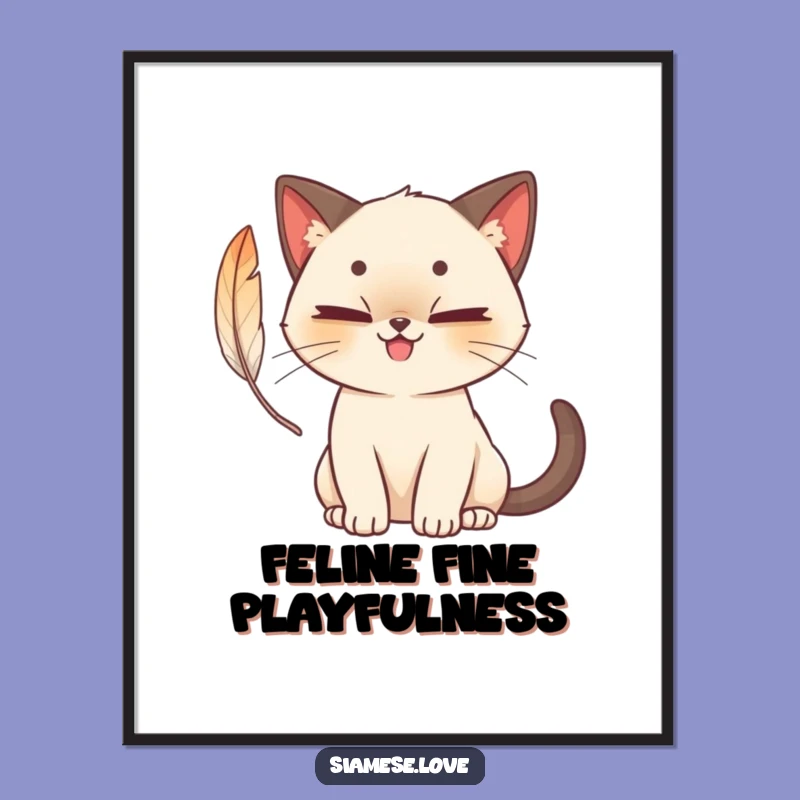 Free Printable Wall Art: Mischievous Cat Feather Play, Funny Downloadable Decor