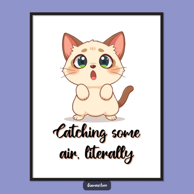 Free Printable Siamese Cat Art: Funny Surprised Feline Decor Downloadable