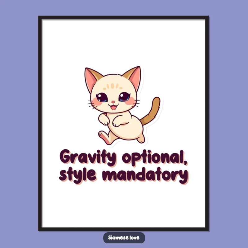 Free Printable Siamese Cat Wall Art: Graceful Leap Feline Downloadable Art Gift