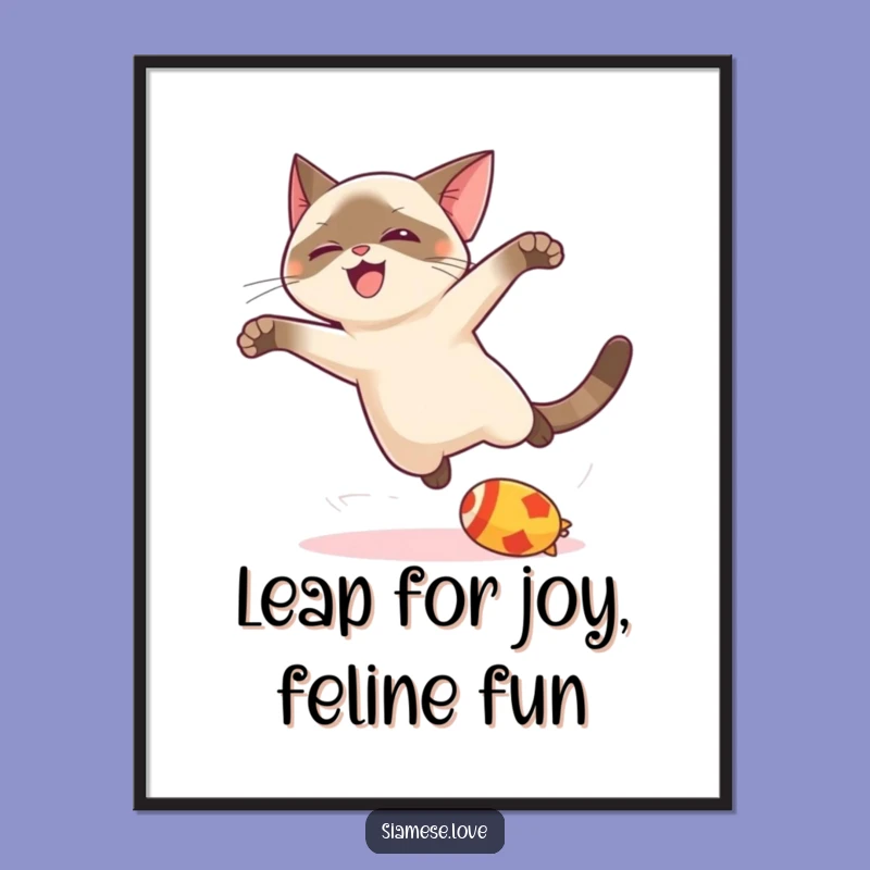 Free Printable Wall Art: Funny Siamese Cat Leap - Quirky Downloadable Decor!