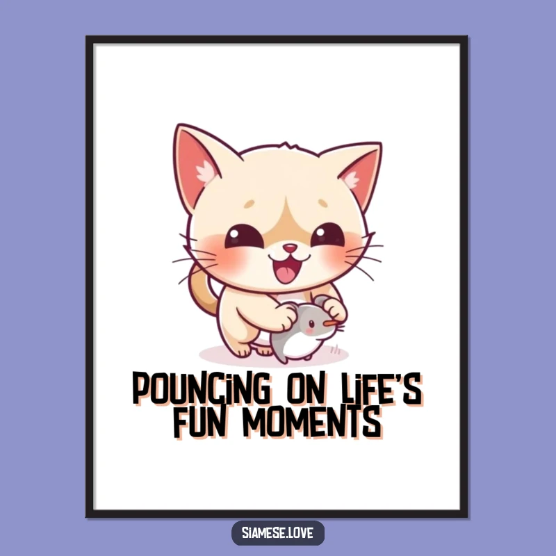 Free Printable Wall Art: Playful Cat Pounce, Quirky Downloadable Decor!