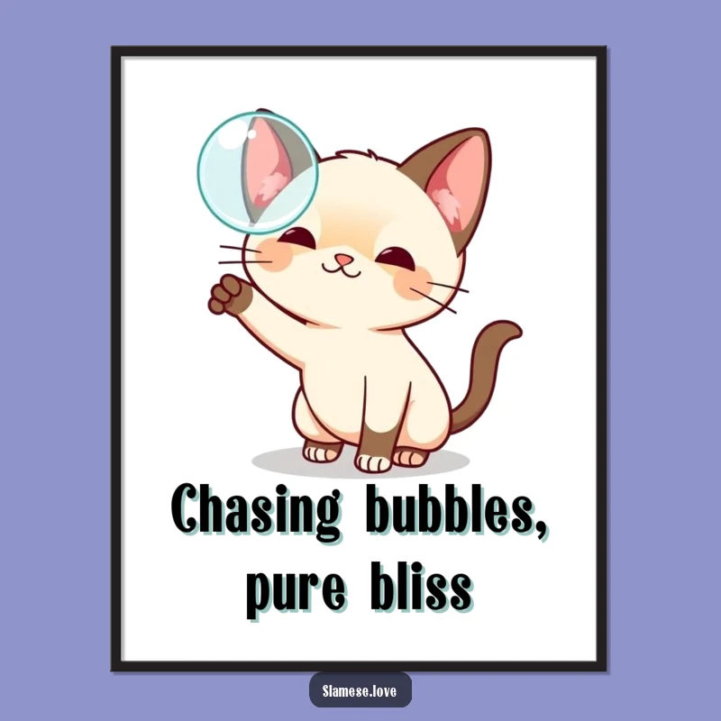 Free Printable Wall Art: Playful Siamese Cat Bubble - Quirky Downloadable Decor!