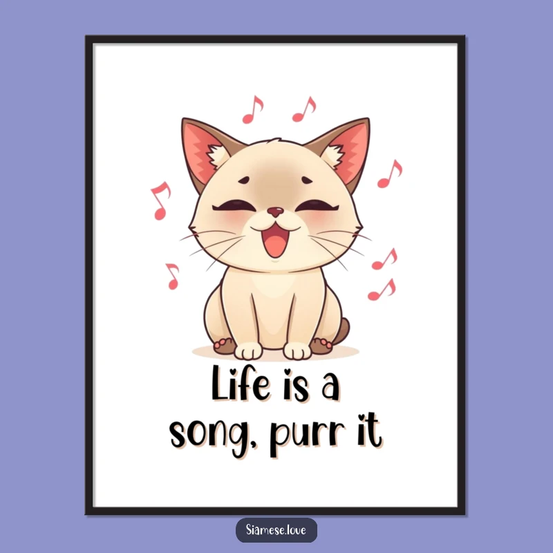 Free Printable Wall Art: Purring Cat - Musical Downloadable Decor, Cat Melody