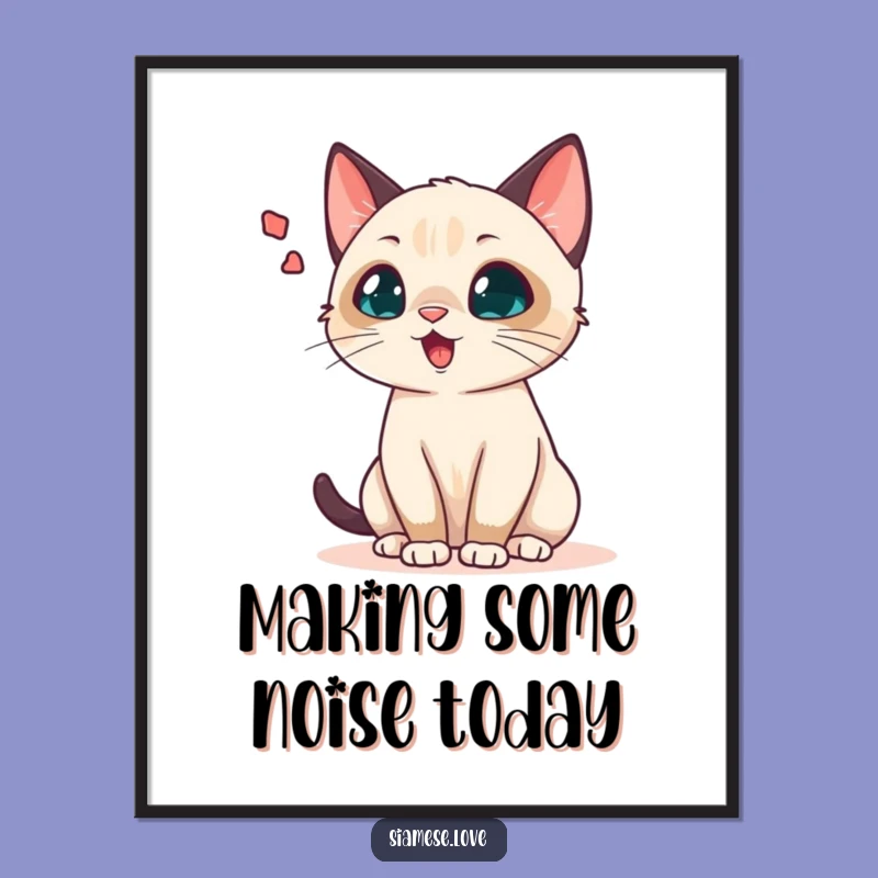 Funny Free Printable Wall Art: Chatty Siamese Cat Sound Wave - Downloadable Decor
