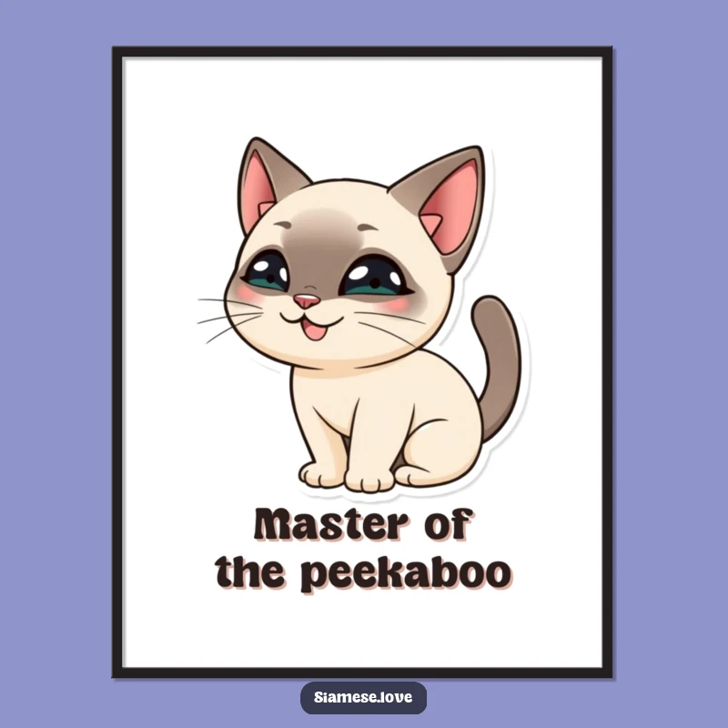 Free Printable Siamese Cat Wall Art: Mischievous Tail Hide Feline Downloadable Art Gift