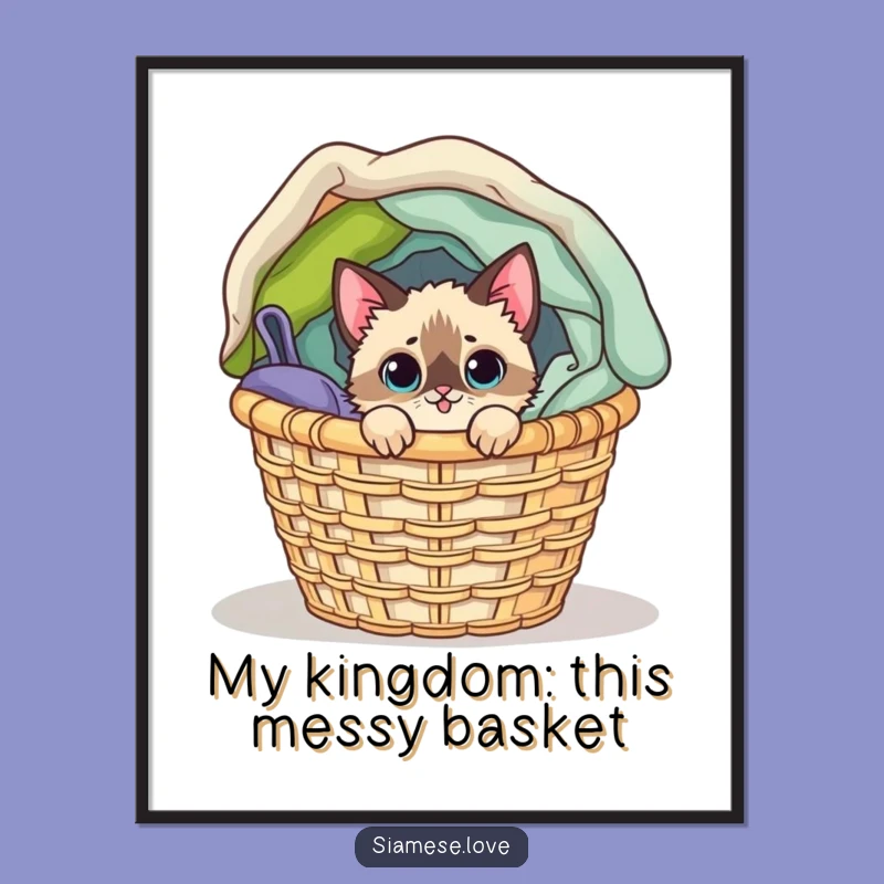 Free Printable Wall Art: Mischievous Siamese Cat Laundry Funky Downloadable Decor