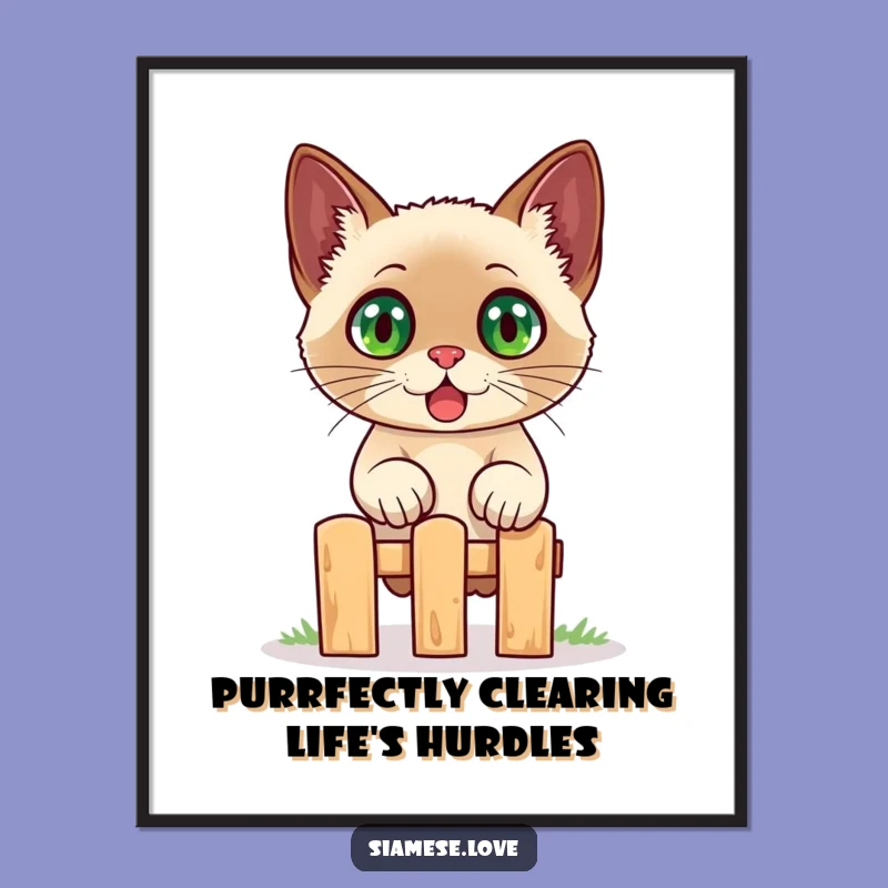Free Printable Wall Art: Surprised Siamese Cat Jumping - Funny Downloadable Decor