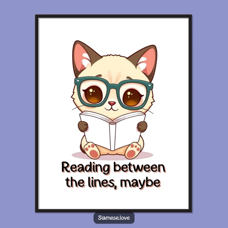 Free Printable Wall Art: Siamese Cat with Glasses - Funny Downloadable Decor