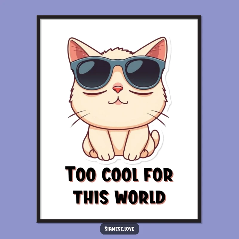 Free Printable Wall Art: Sleepy Siamese Cat Sunglasses Style Downloadable Decor