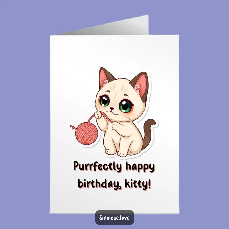 Free Printable Birthday Card: Cat Yarn Ball Fun, Funny Downloadable Gift