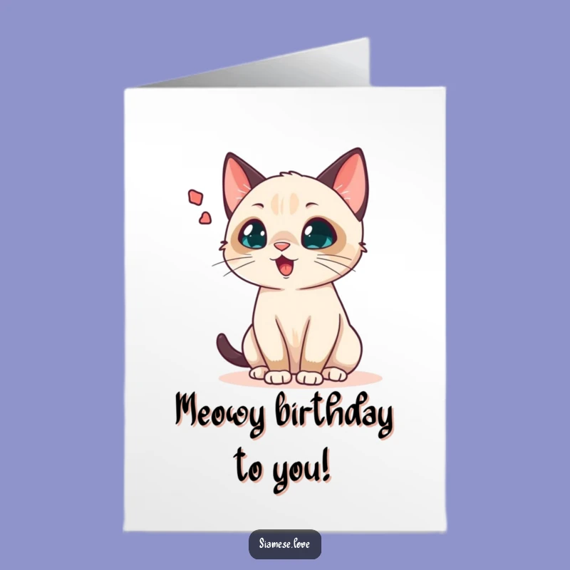 Free Printable Birthday Card: Chatty Siamese Cat - Funny Sound Wave Gift